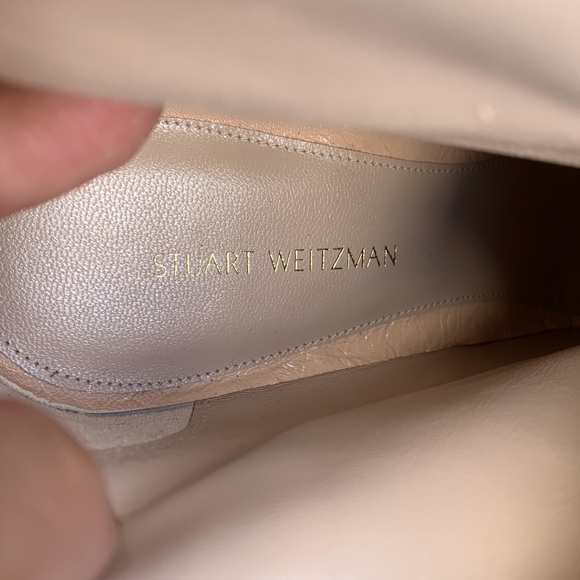 Stuart Weitzman Ankle Boots Women’s 6.5‎ Nude Beige Leather Zip Booties Heeled - Picture 13 of 16